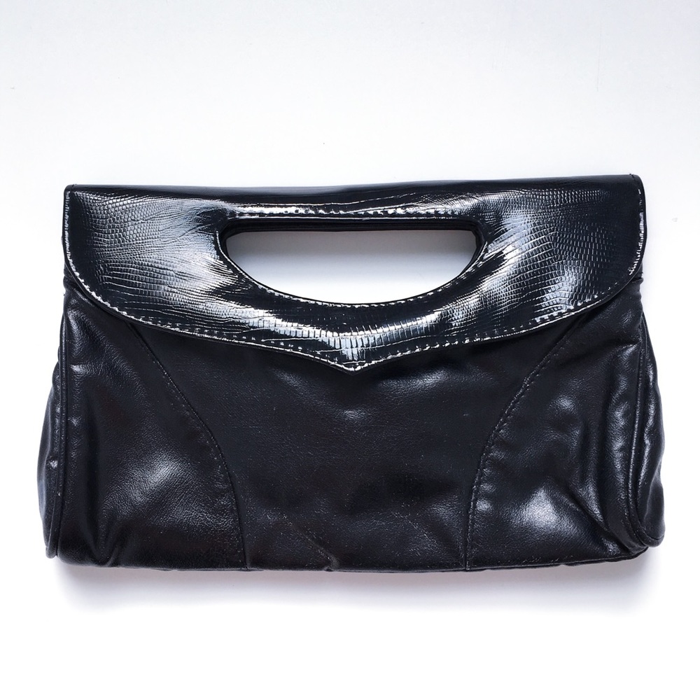 Vintage black faux leather clutch